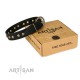 Black Leather Dog Collar  "Rhomb Style" FDT Artisan