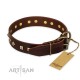 Black Leather Dog Collar  "Rhomb Style" FDT Artisan