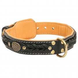 Braided Leather Dog Collar with Nappa Padding for Labrador