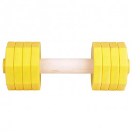 Wooden Dog Training Dumbbell with Yellow Weight Plates 650 gr