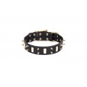 "Medieval Style" Lederhalsband mit Messing Platten und Spikes