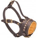 Nappa-Lined and Studded Leather Labrador Muzzle