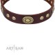 Dark-Brown Leather Dog Collar with oval Plates "Chocolate Kiss"