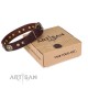 Dark-Brown Leather Dog Collar with oval Plates "Chocolate Kiss"