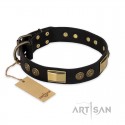 Handcrafted Black Leather Dog Collar "Ancient Egypt" von FDT Artisan