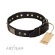 Studded Leather Dog Collar "Black Elegance" by FDT Artisan