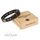 Studded Leather Dog Collar "Black Elegance" by FDT Artisan