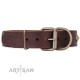 Brown FDT Artisan Leather Dog Collar"Ancient Warrior" for Labrador