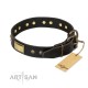 Leather Dog Collar with Adornment "Space Walk" FDT Artisan 