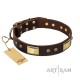 FDT Artisan 'Rich Fashion' Decorated Brown Leather Dog Collar