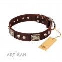 Originelles Braunes Lederhalsband "Pirate Skulls" von FDT Artisan