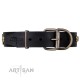 Black "Biker Style" Leather Dog Collar  FDT Artisan for  Labrador 