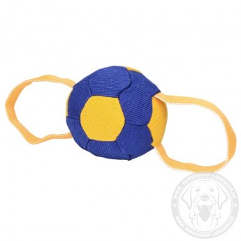 Soccer Ball Design French Linen Dog Bite Tug with Two Handles