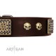 Gorgeous FDT Artisan Brown Leather  Dog Collar "Magic Amulet" for Labrador