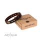 Gorgeous FDT Artisan Brown Leather  Dog Collar "Magic Amulet" for Labrador