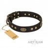 Studded Leather Dog Collar "Black Elegance" by FDT Artisan