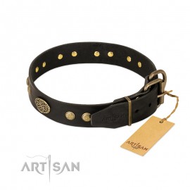 Studded Leather Dog Collar "Black Elegance" by FDT Artisan