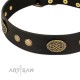 Studded Leather Dog Collar "Black Elegance" by FDT Artisan