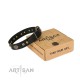 Studded Leather Dog Collar "Black Elegance" by FDT Artisan