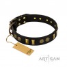 Studded Leather Dog Collar "Black Elegance" by FDT Artisan