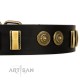 Studded Leather Dog Collar "Black Elegance" by FDT Artisan