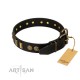 Studded Leather Dog Collar "Black Elegance" by FDT Artisan