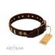 Chic Brown Labrador Leather Dog Collar  FDT Artisan 