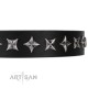 Leather Dog Collar with Adornment "Space Walk" FDT Artisan 