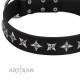 Leather Dog Collar with Adornment "Space Walk" FDT Artisan 