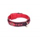 Braided Leather Dog Collar with Red Nappa Padding and Brass Decorations