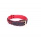 Braided Leather Dog Collar with Red Nappa Padding and Brass Decorations