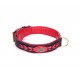 Braided Leather Dog Collar with Red Nappa Padding and Brass Decorations