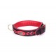 Braided Leather Dog Collar with Red Nappa Padding and Brass Decorations