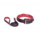 Exklusives Set aus Lederhalsband und Lederleine mit roter Polsterung