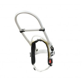 White Assistant Nylon Dog Harness with yellow padding for Guide Labrador