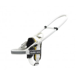 White Assistant Nylon Dog Harness with yellow padding for Guide Labrador