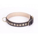 Brass Pyramids Leather Labrador Collar 