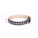 Handcrafted Black Leather Dog Collar with Chrome-plated Spikes