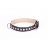 Handcrafted Black Leather Dog Collar with Chrome-plated Spikes