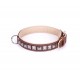 Handcrafted Brown Leather Dog Collar with Chrome-plated Studs