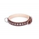 Handcrafted Brown Leather Dog Collar with Chrome-plated Spikes