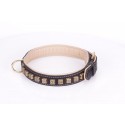 Black Leather Dog Collar with Brass Studs