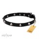 Elegant Labrador Retriever Collar with Crome-Plated Pyramids