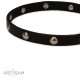 Soft Leather Dog Collar with 1 Row Nickel Studs