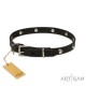 Soft Leather Dog Collar with 1 Row Nickel Studs