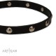 Soft Leather Dog Collar with 1 Row Nickel Studs