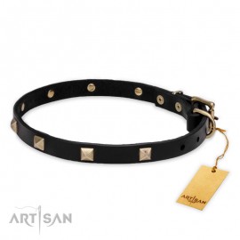 "Modern Style"  Leather Dog Collar 20 mm by FDT Artisan