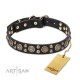 "Boho Style"  Leather Dog Collar 30 mm by FDT Artisan