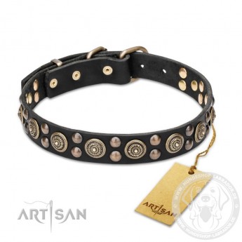 "Boho Style"  Leather Dog Collar 30 mm by FDT Artisan