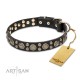 "Boho Style"  Leather Dog Collar 30 mm by FDT Artisan